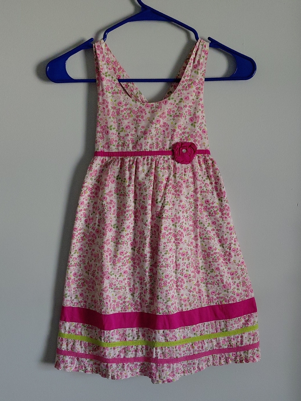 Childrens Place Girls Pink Ditsy Floral Rosette Cotton Sundress Summer Cottage 6